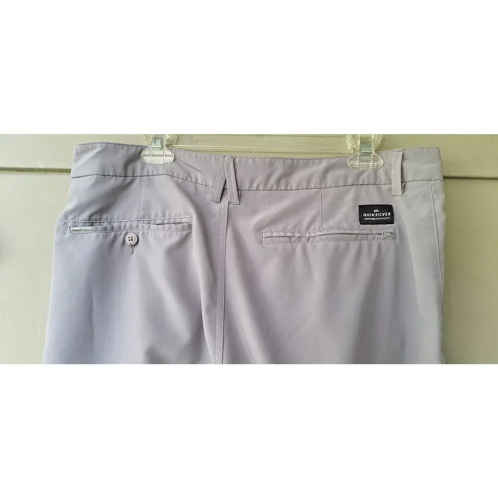 Quiksilver Men's Swim Amphibian Board Shorts Trunks 4 way Stretch Gray Size 34